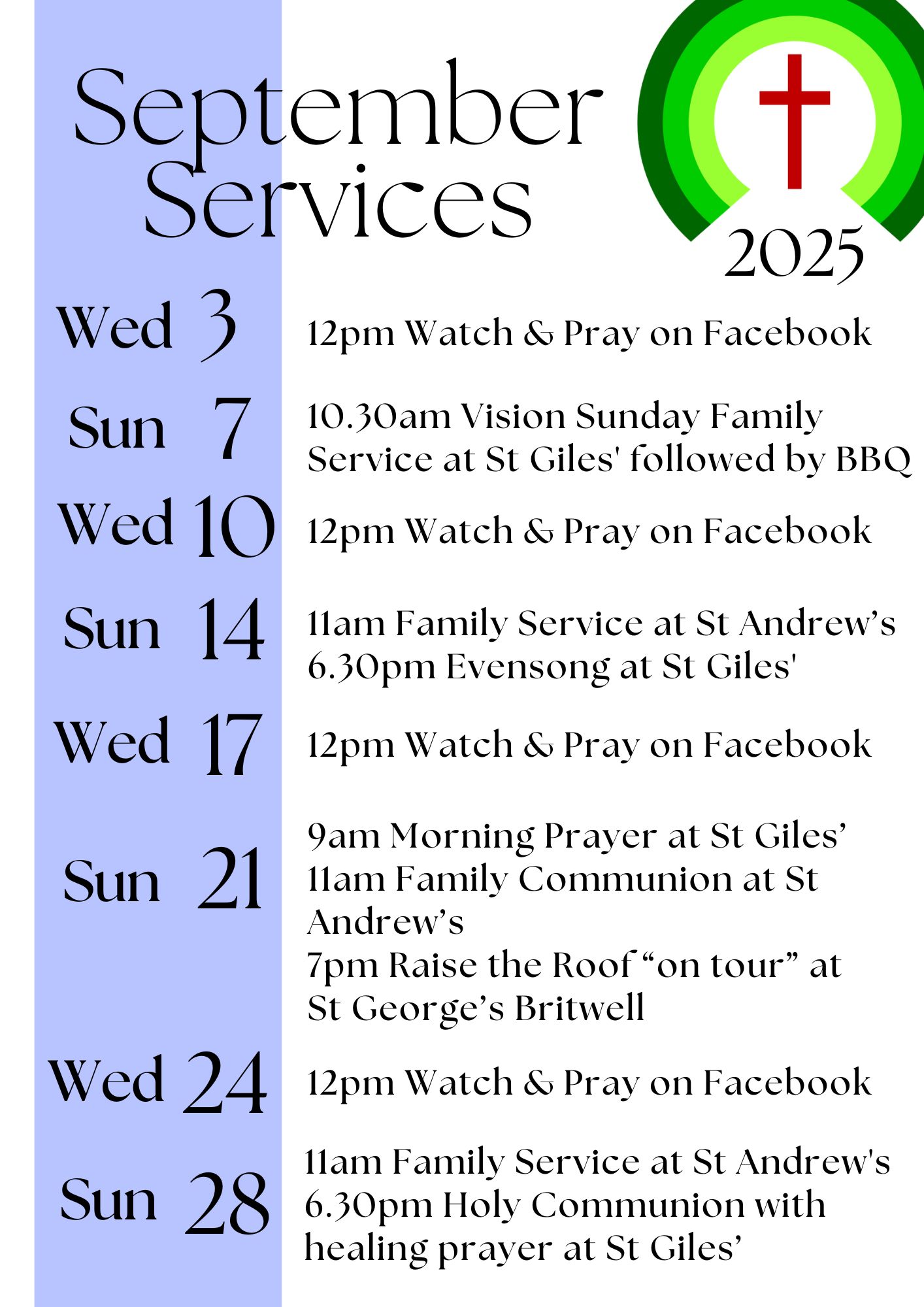Service Calendar September 202