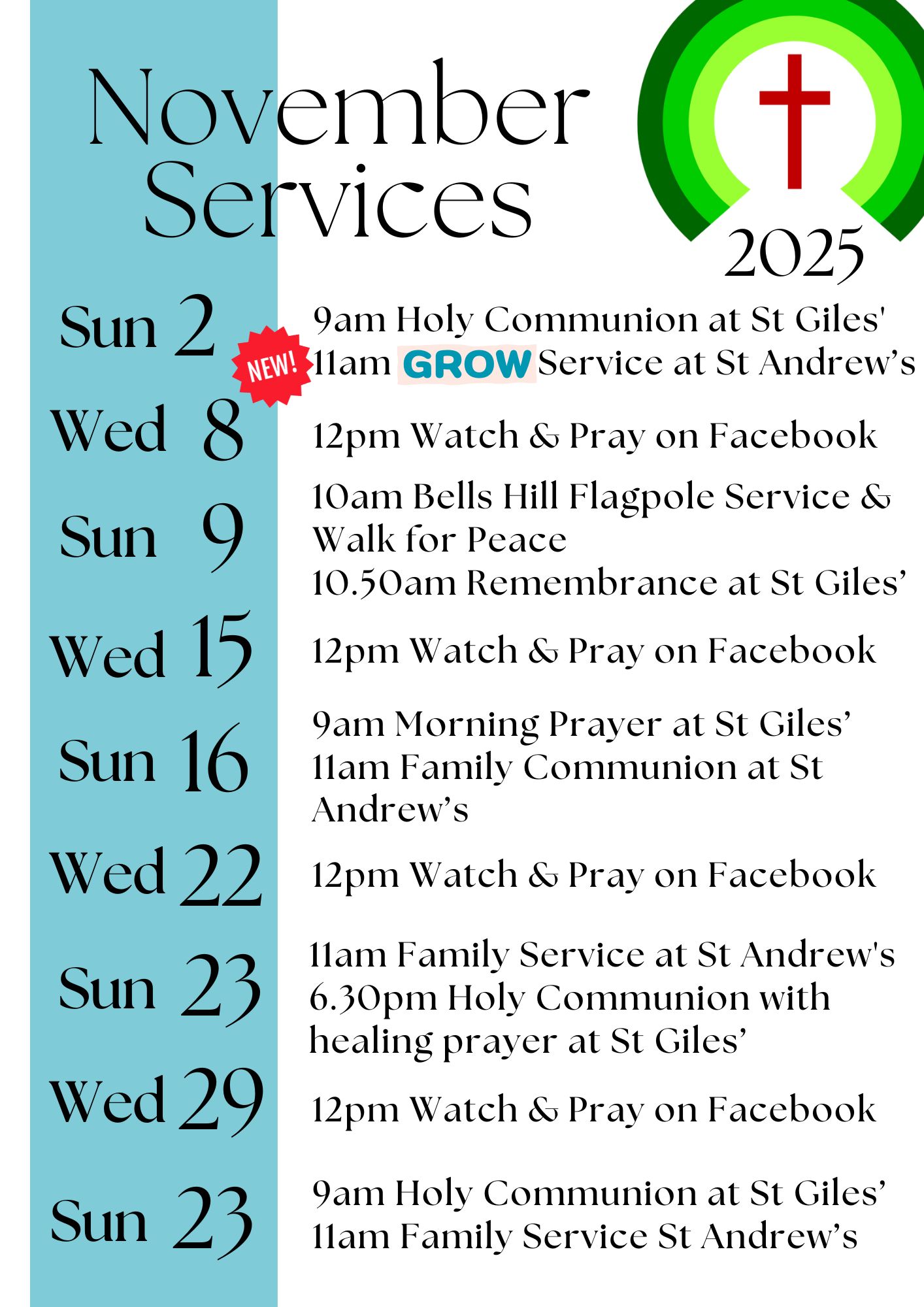 Service Calendar November 2025